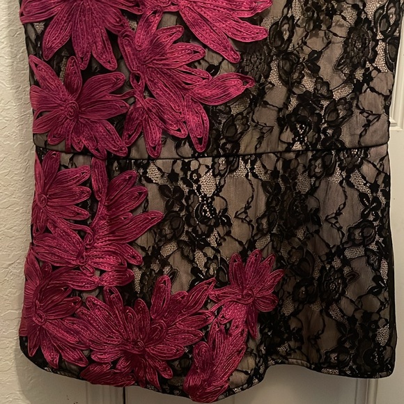 JS Collection Embroidered Lace Midi Dress in Black and Pink - Picture 8 of 12